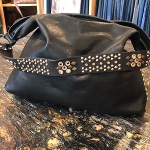 LEATHER ROCK STUDDED BLACK LEATHER HOBO